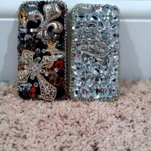 2 Lux Addiction handmade iPhone case's w/genuine Swarovski crystals RARE!